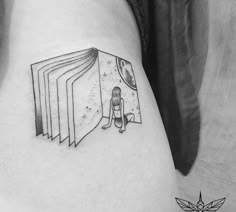 Sketch book and moon tattoo design for women on hip tattoo ideas