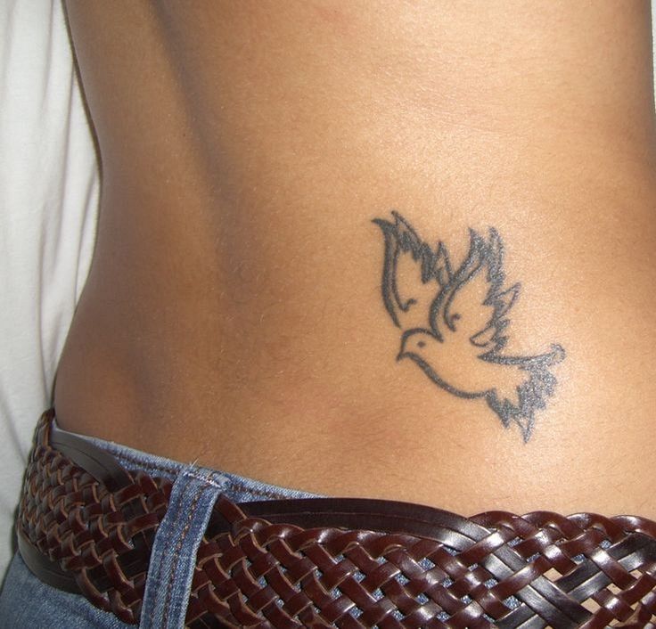Minimalist dove tattoo design for women on hip tattoo ideas
