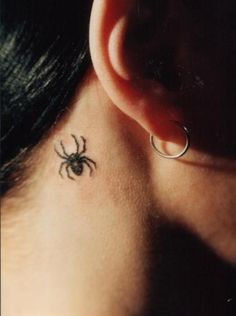 Minimalist spider tattoo design for women behind the ear tattoo ideas