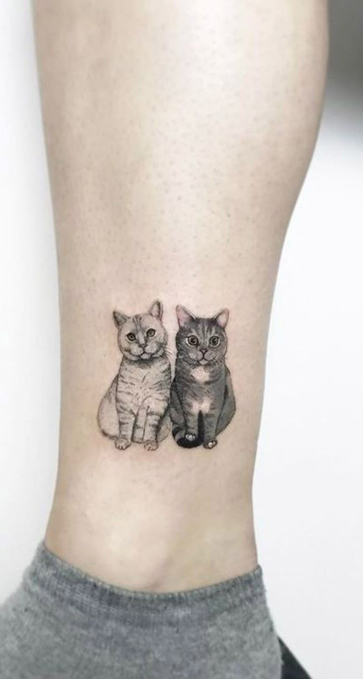Realistic cat tattoo design for women and men on ankle tattoo ideas