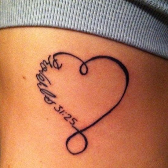 Heart and quotes tattoo design for women on hip tattoo ideas