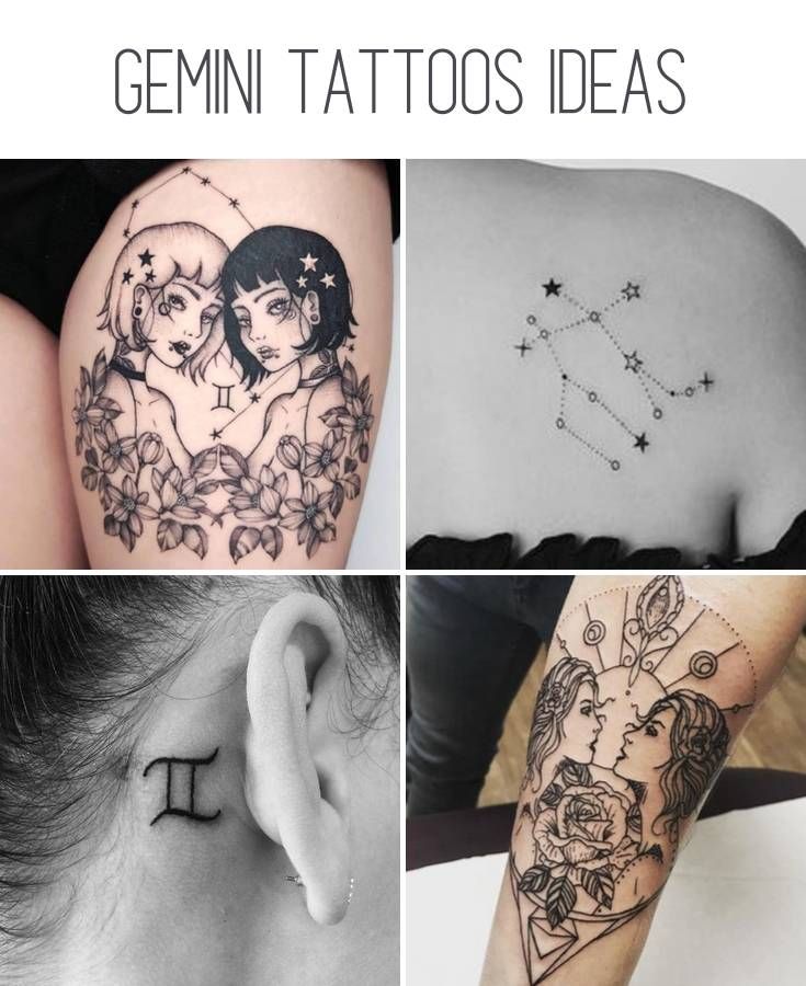 Gemini constellation and flower tattoo design for women tattoo ideas