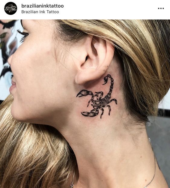 Scorpion tattoo design for women behind the ear tattoo ideas