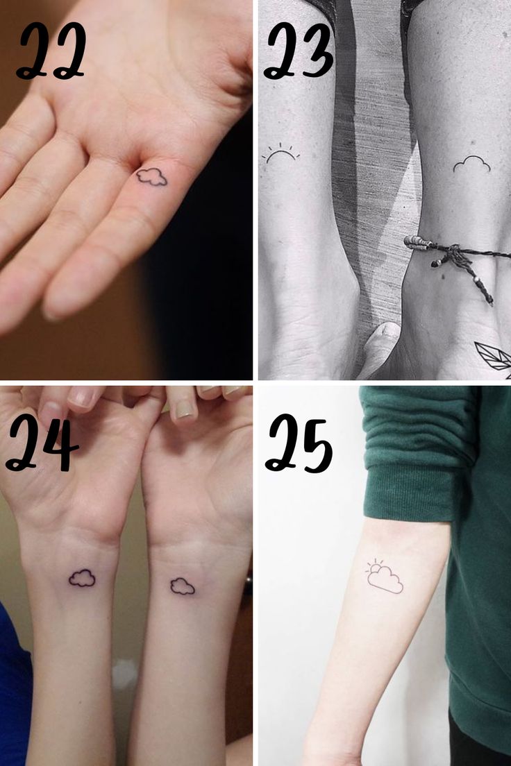 Minimalist cloud and sun tattoo design idea for women, men tattoo ideas