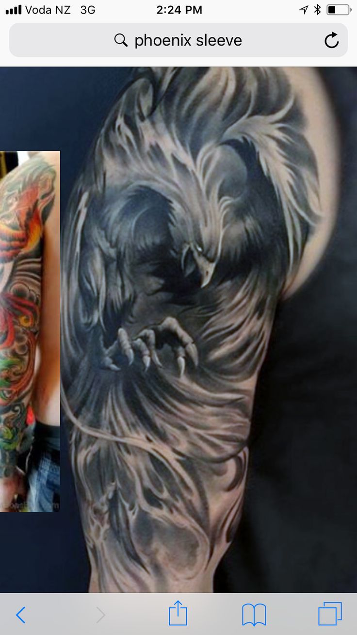 Realistic phoenix full sleeve tattoo design for men and women tattoo ideas