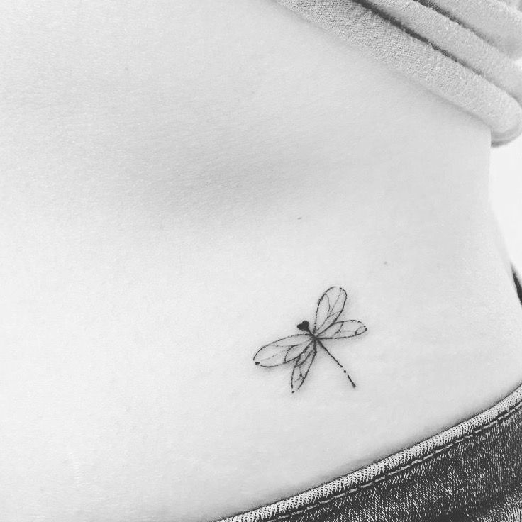 Fine line dragonfly tattoo design for women on hip tattoo ideas