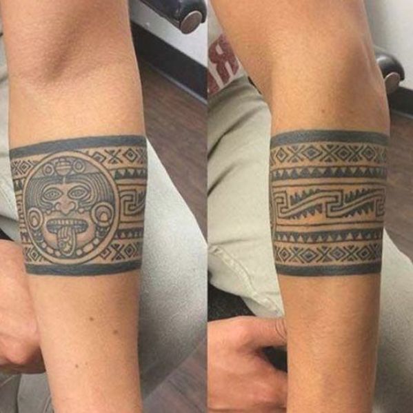 Tribal Aztec arm band tattoo design for men tattoo ideas