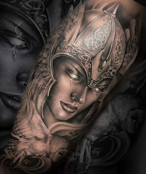 Realistic owl tattoo design for women on arm and full sleeve tattoo ideas
