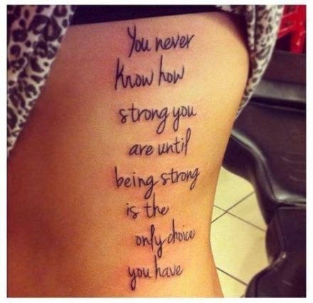 Script quotes tattoo design for women on thigh tattoo ideas