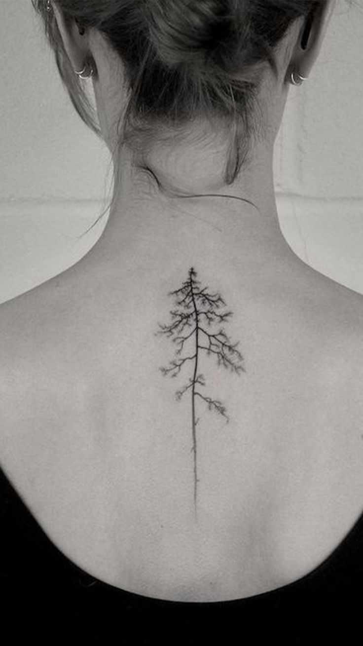 Fine line tree tattoo design for women on neck tattoo ideas
