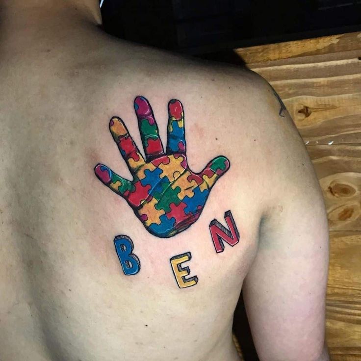 Autism hand tattoo design for men on back tattoo ideas