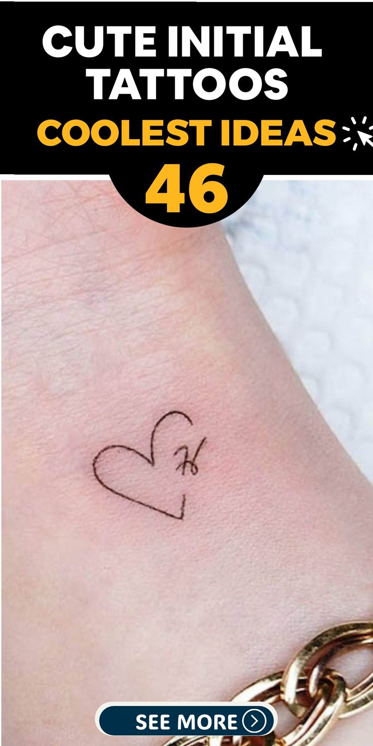 Minimalist heart with initial tattoo design for women/men on wrist tattoo ideas