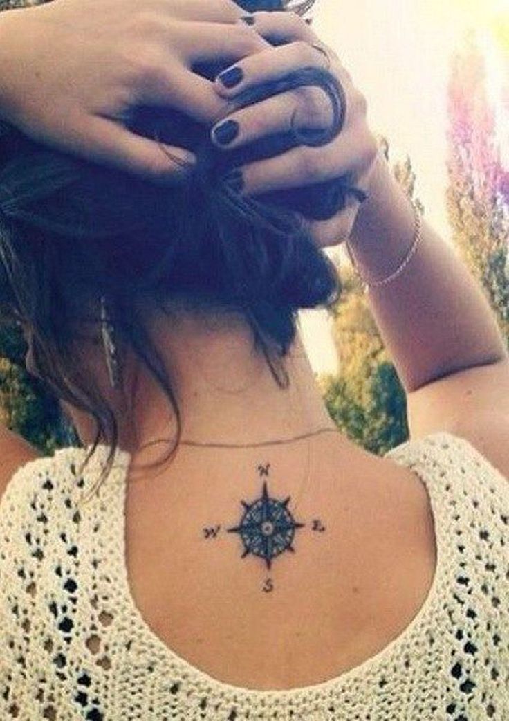 Minimalist compass tattoo design for women on back tattoo ideas