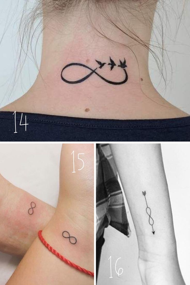 Minimalist infinity and bird tattoo design for women on neck and forearm tattoo ideas