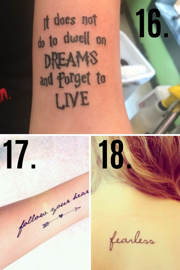 Script quote, arrow and heart tattoo ideas for women on arm back tattoo ideas
