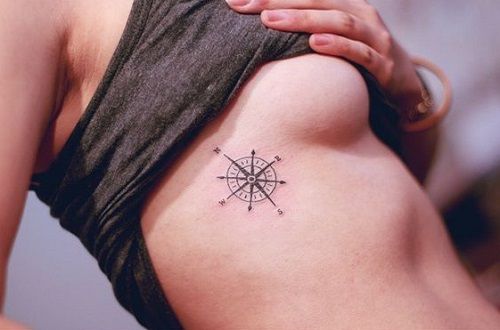 Fine line compass tattoo design for women on rib tattoo ideas