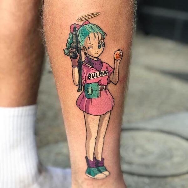 Anime dragon ball z tattoo design for ladies on leg tattoo ideas