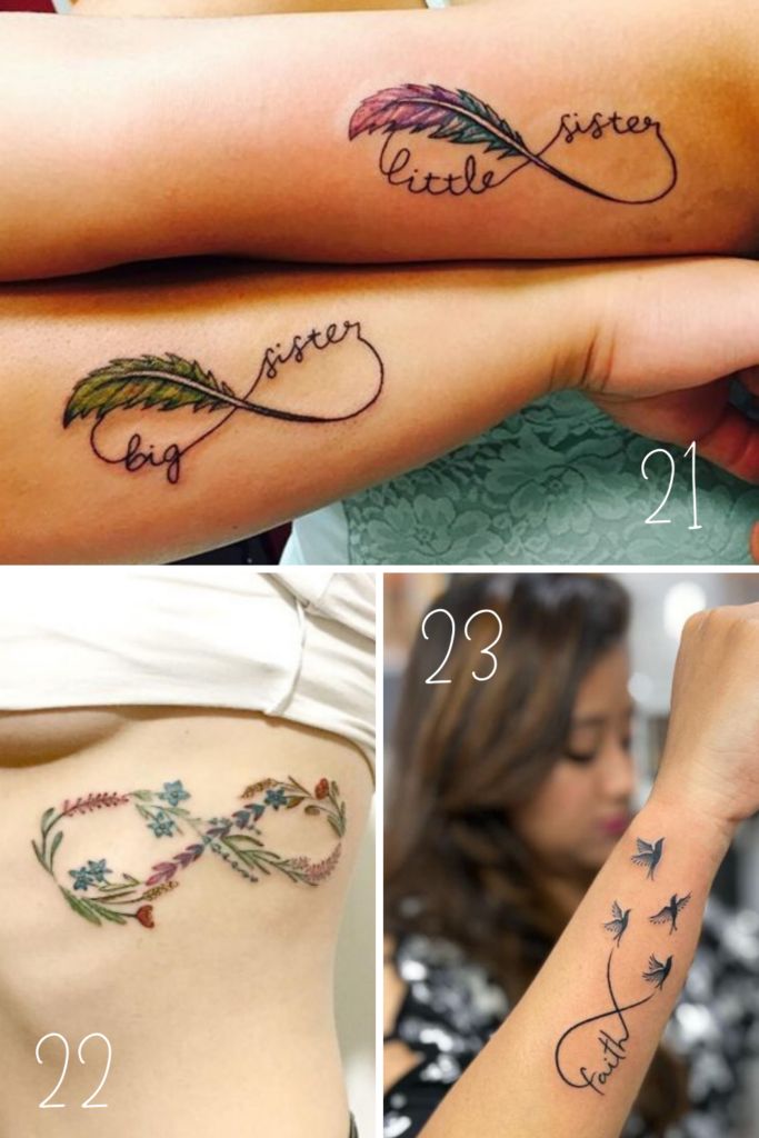 Floral infinity tattoo idea for women on rib and forearm tattoo ideas