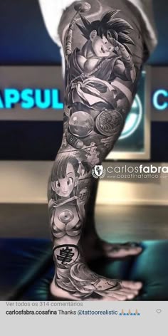 Realism Dragon Ball Z tattoo design for men on leg tattoo ideas