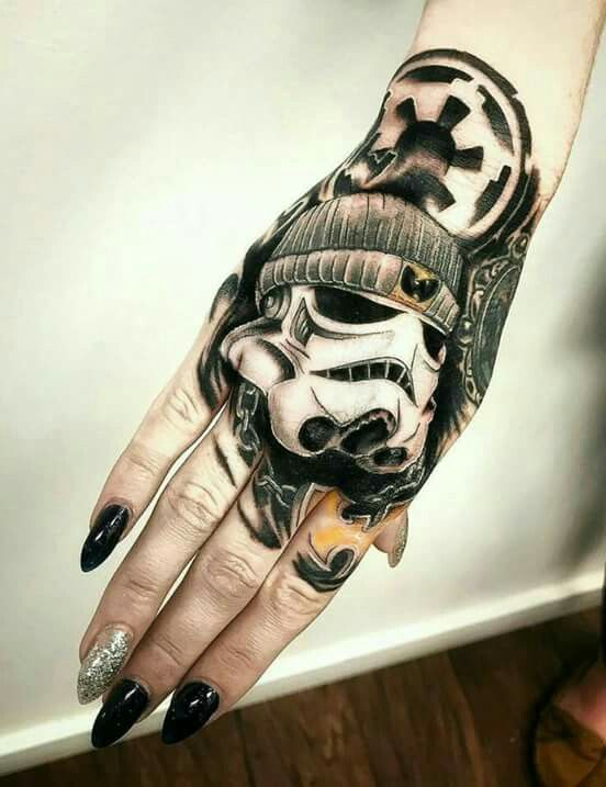 Realistic Star Wars tattoo design for women on hand tattoo ideas
