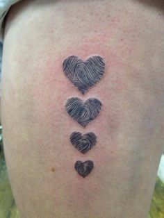 Realistic fingerprint heart tattoo design for women on thigh tattoo ideas