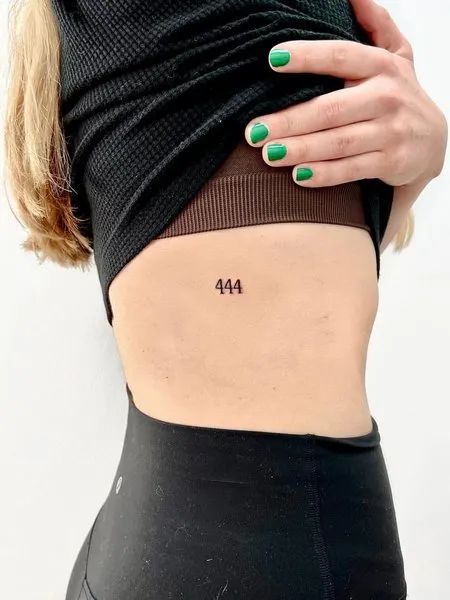 Fine line quadruple digit tattoo design for women on rib tattoo ideas