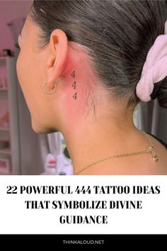 Fine line 444 tattoo design for women on neck tattoo ideas