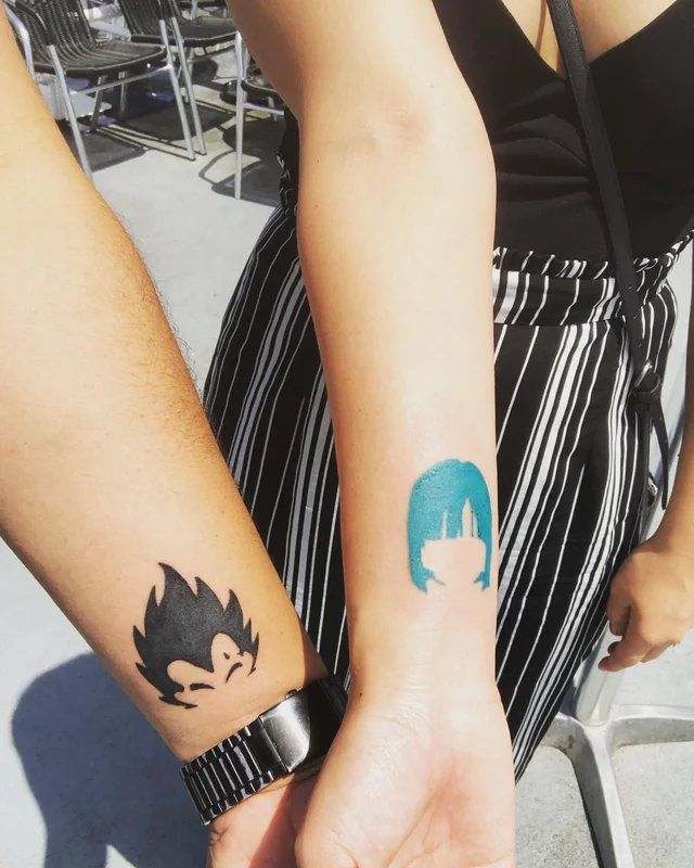 Anime Vegeta and Bulma tattoo design for men and women tattoo ideas