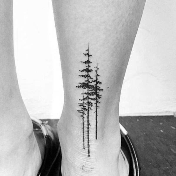 Minimalist trees tattoo design for women on ankle tattoo ideas