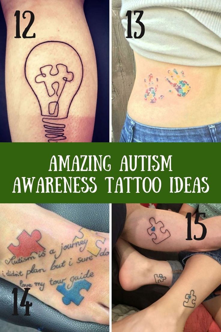 Minimalist Autism Awareness tattoo ideas for women and men on arm, foot, ankle and back tattoo ideas