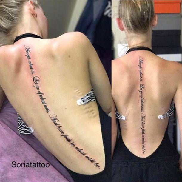 Script quote tattoo design for women on back tattoo ideas