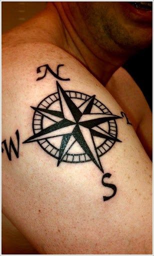 Traditional compass tattoo design for men on shoulder tattoo ideas