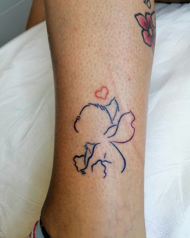 Linework stitch and heart tattoo design for women on leg tattoo ideas