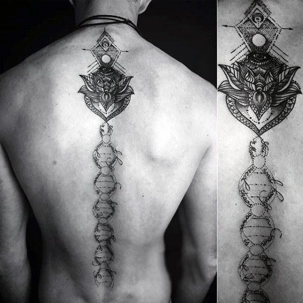 Geometric flower and quotes infinity tattoo design for men on back tattoo ideas