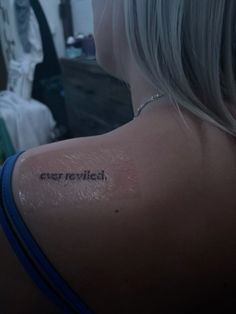 Minimalist quote tattoo design for women on shoulder tattoo ideas