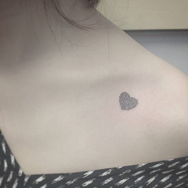 Dotwork heart fingerprint tattoo design for women on chest tattoo ideas
