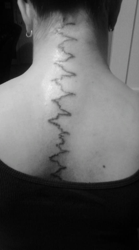 Linework heartbeat tattoo design for women tattoo ideas on the neck