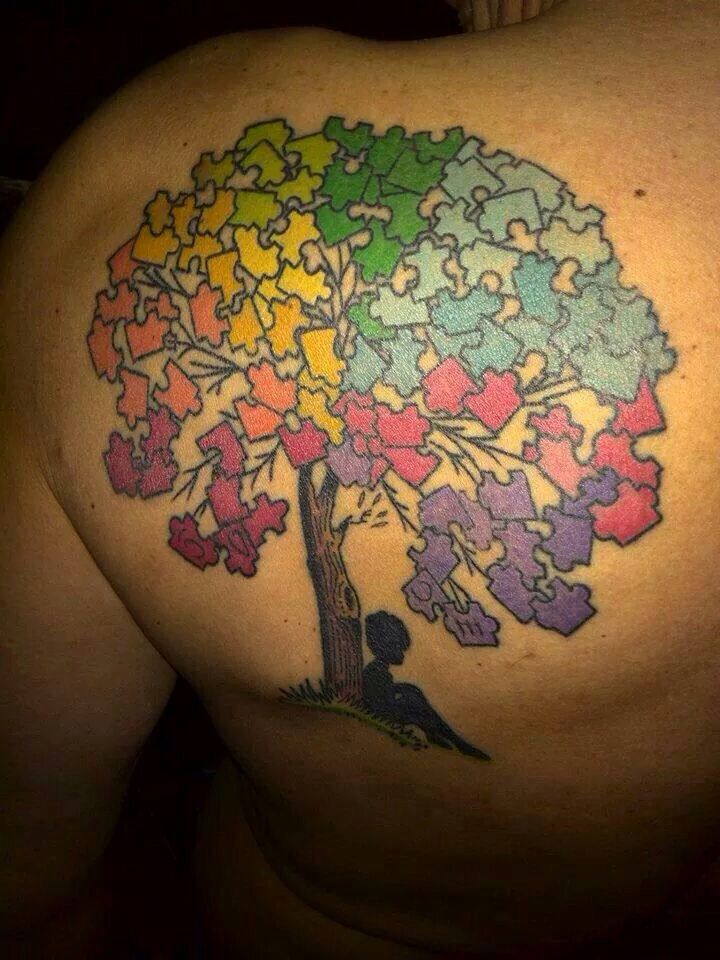 Tribal autism tree tattoo design for women and men on back tattoo ideas