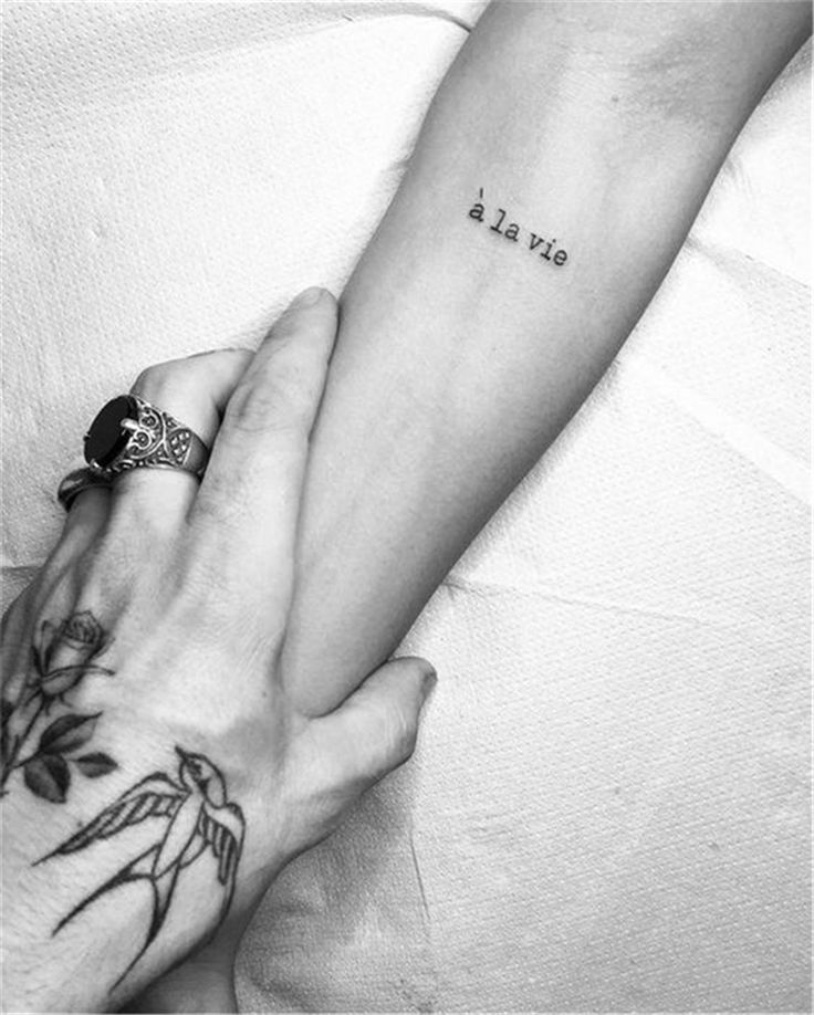 Fine Line rose, bird, and quotes tattoo design for men and women on arm and hand tattoo ideas