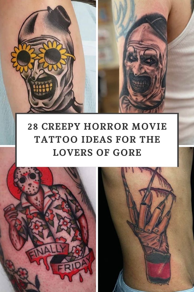 Horror movie tattoo design for men or women on arm and rib tattoo ideas