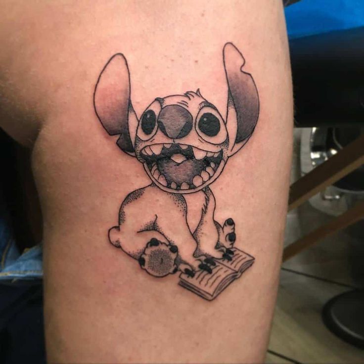 Sketchy Stitch and book tattoo design for men and women on thigh tattoo ideas