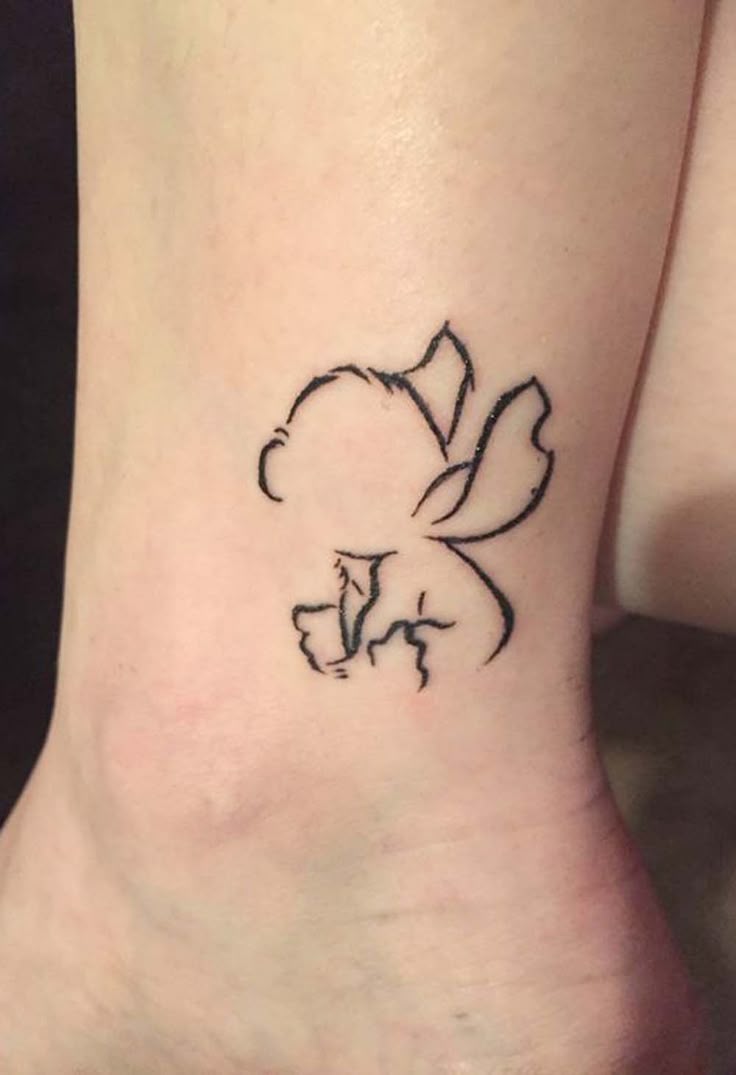 Minimalist Stitch line art tattoo design for women on ankle tattoo ideas