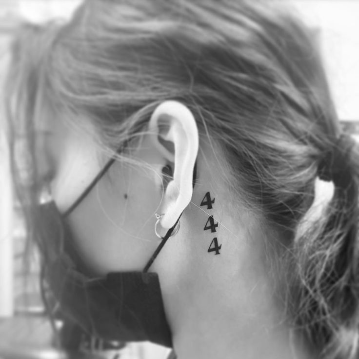 Minimalist 444 tattoo design for women on neck tattoo ideas