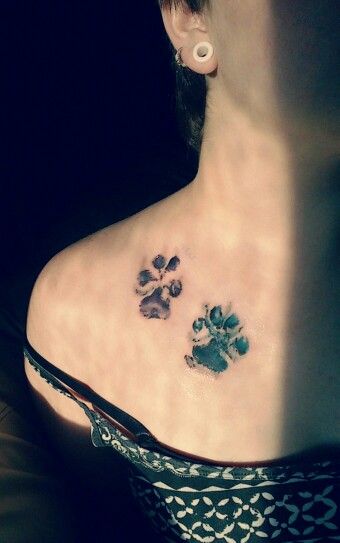 Watercolor paw print tattoo design for women on shoulder tattoo ideas
