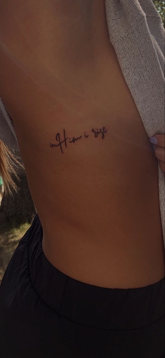 Script quote tattoo design for women on rib tattoo ideas