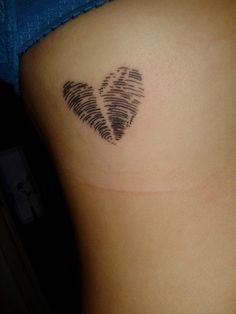 Heart fingerprint tattoo design for women on rib tattoo ideas