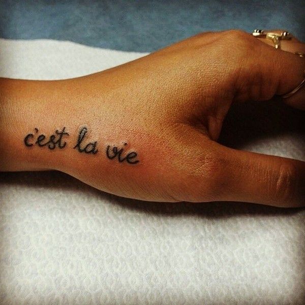Script quote tattoo design for women on hand tattoo ideas