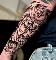 Black and grey "One Piece" tattoo design for men on forearm tattoo ideas