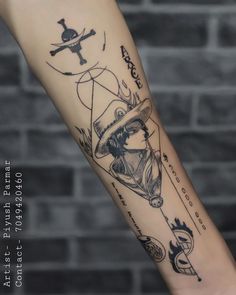 Blackwork Ace and skull tattoo design for men on forearm tattoo ideas