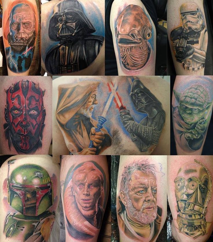 Realism Star Wars tattoo design for men and women on arm and full sleeve tattoo ideas